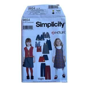 Vintage SIMPLICITY Kids Pants Skirt Jumper Jacket Vest Pattern Uncut #9854 2-6X